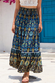 High waisted wide skirt rayon printed vacation beach skirt