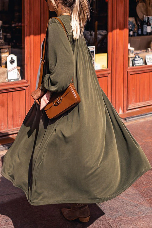 Green Lightweight Long Sleeve Open Front Duster Cardigan