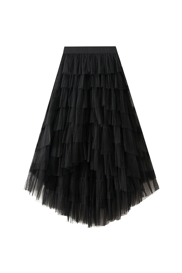 Irregular cake skirt high waist mesh skirt