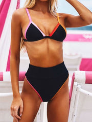 High-waisted Black Two Pieces Swimsuit