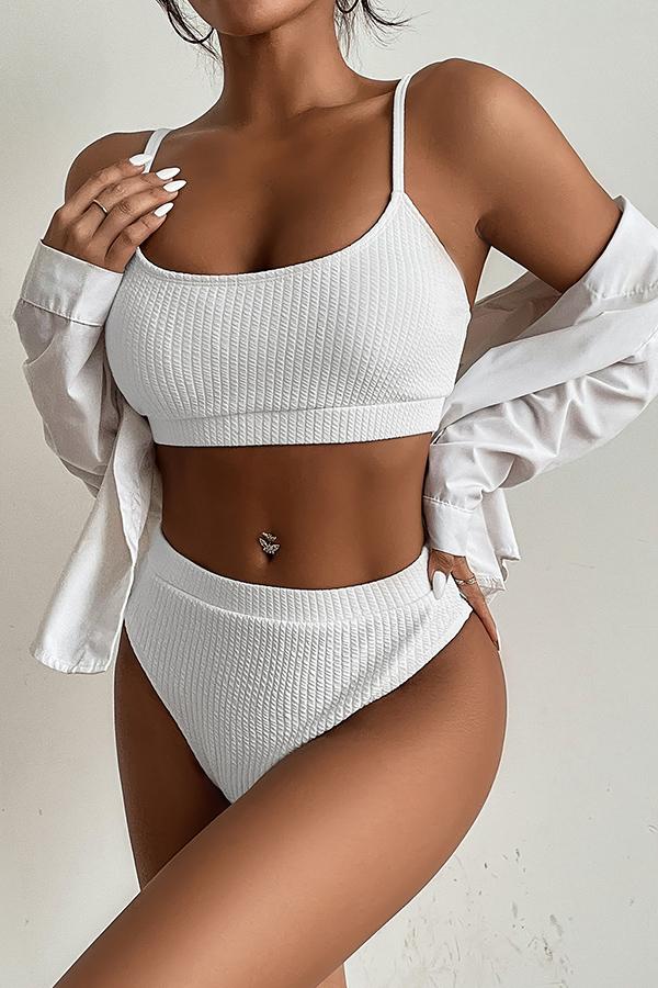 Morning Kisses Ribbed High Waist Bikini Swimsuit