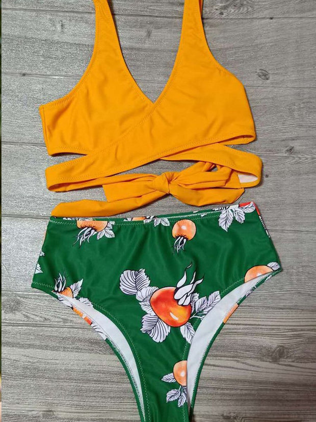 Floral Printed Two Pieces Swimsuit