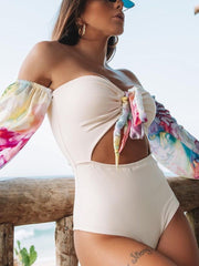 Floral Off Shoulder One-piece Swimsuit