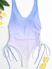 Casual Tie-Dye Colorblock One-Piece Swimwear