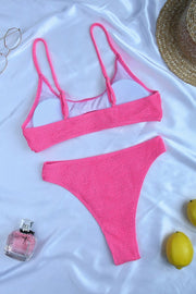 Solid Color High Waist Hollow Bikini