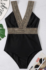 V Neck One-piece Padded Bikini Swimwear