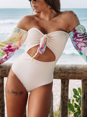 Floral Off Shoulder One-piece Swimsuit