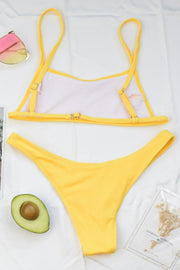 Bandeau High Cut Solid Bikini Set (4 Colors)