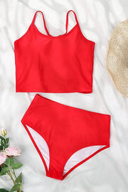 Solid Color Drawstring Cutout Bikini