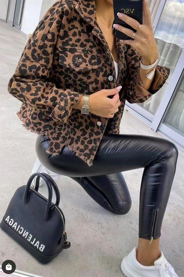 leopard print denim jacket