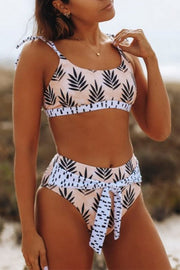 Coconut Print Lace-up Bikini