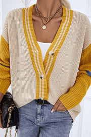 Striped Colorblock Knit Cardigan Sweater