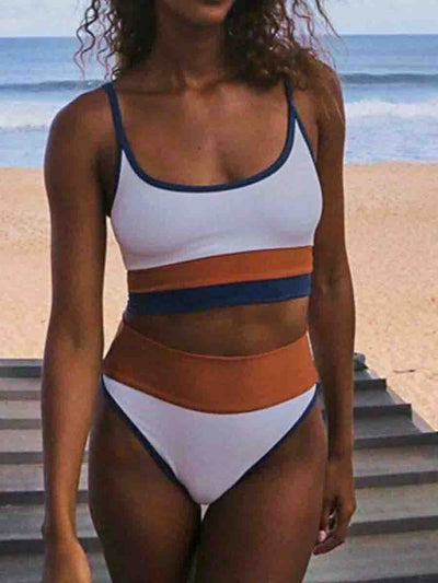 Patchwork White Two pieces Swimsuit