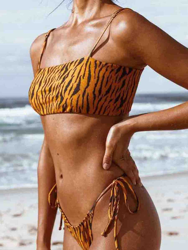 Bandeau Zebra Stripe Two pieces Swimsuit