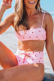 Little Red Heart Print Two pieces Swimsuit( 3 Colors)