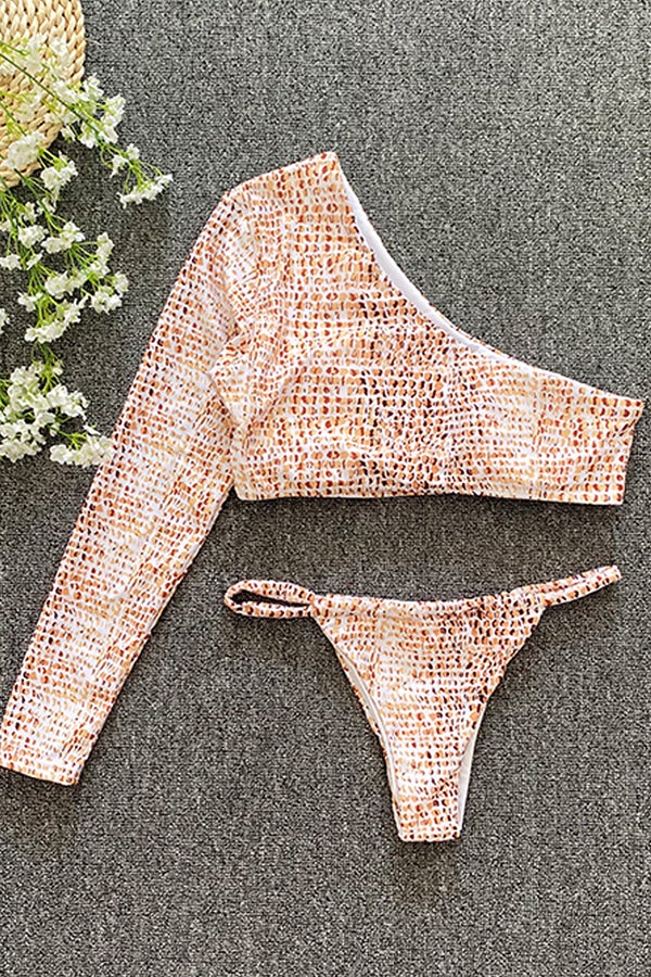 One-shoulder Snake Print Bikini