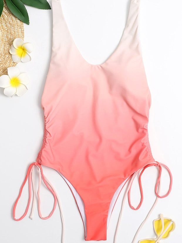 Casual Tie-Dye Colorblock One-Piece Swimwear