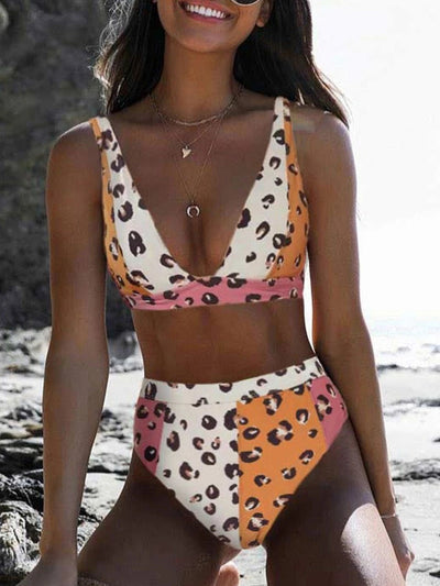 Leopard Print Contrast Bikini