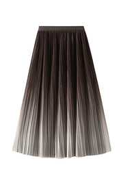 Elegant gradient pleated long skirt