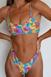 Multicolor Floral Printed Multicolor Bikini Set