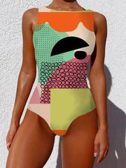 Abstract Printed One-Piece Swimsuit