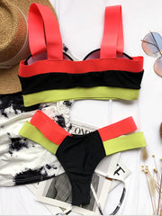 On-Trendy Color Block High Waist Bikini Set