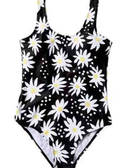 Floral Print Black One-piece Swimsuit