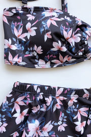 Ruffled Floral Three-piece Bikini