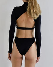 women's solid color backless wetsuit swimsuit