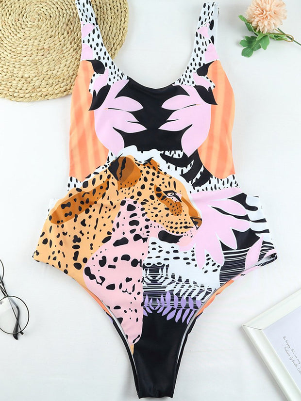 Leopard Print One Piece Swimsuit