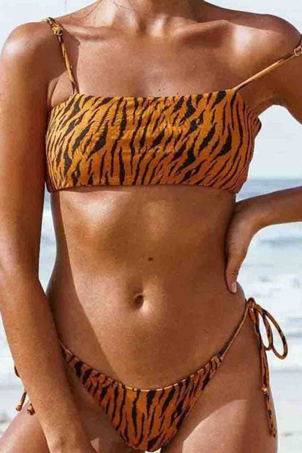 Bandeau Zebra Stripe Two pieces Swimsuit