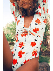 Floral Print Bandage Design Croci One-piece Swimsuit