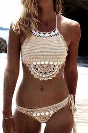 Strappy Split Crochet Bikini Set