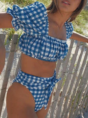 Grid Blue Bikini Set