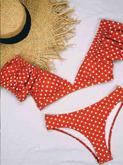 Bubble Sleeve Dot Print Two pieces Swimsuit (3 Colors)