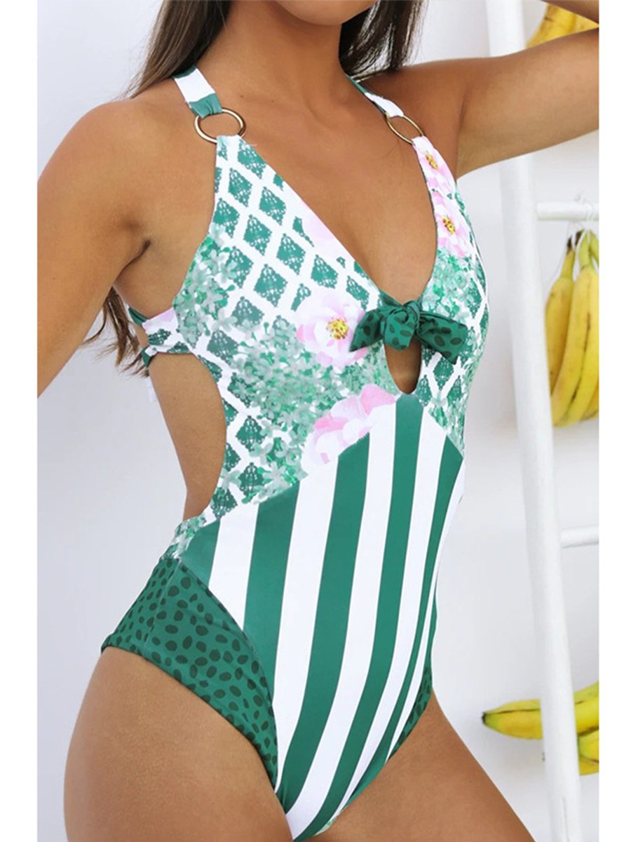Sexy Floral Print One-piece Swimsuit