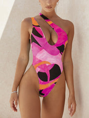 Geometric Print Cutout Swimsuit