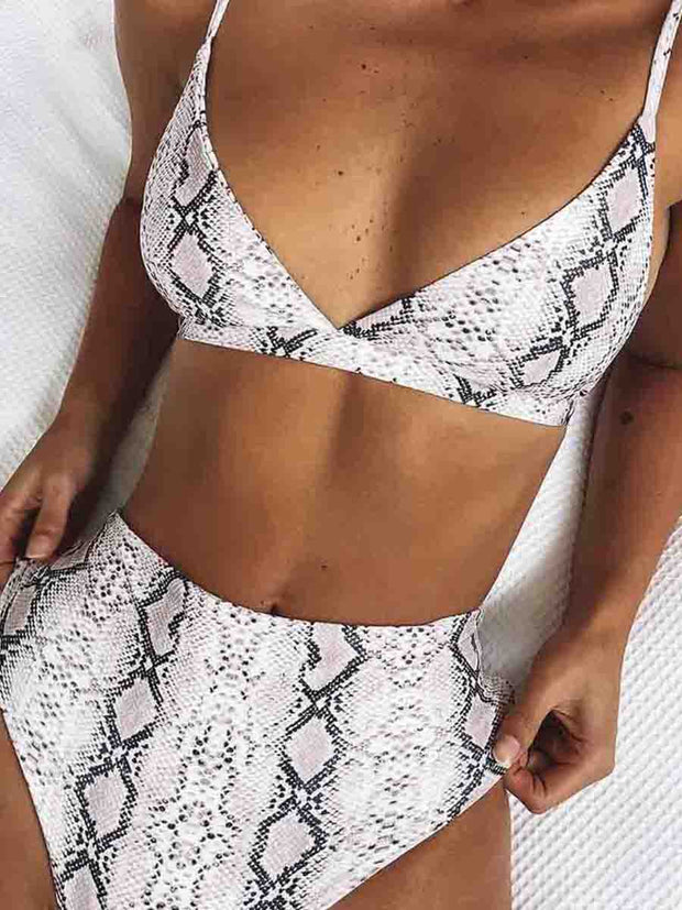 Spaghetti Strap Snake Print Two Pieces Swimsuit