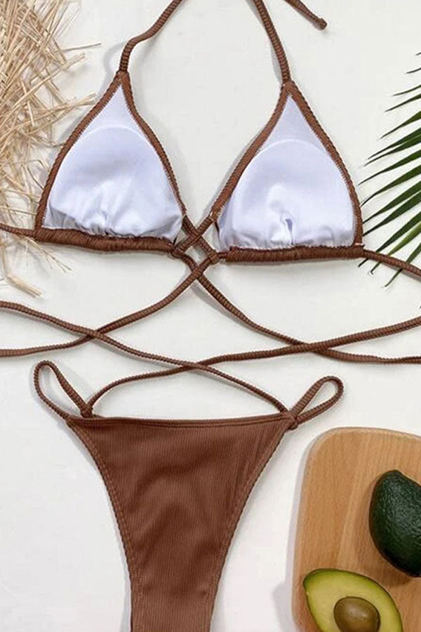 Sexy Poly Chest Strap Split Bikini