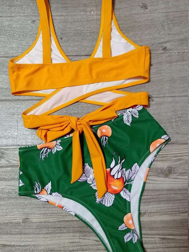 Floral Printed Two Pieces Swimsuit