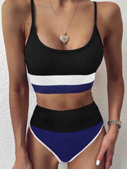 Striped Patchwork Two pieces Swimsuit (3 Colors)