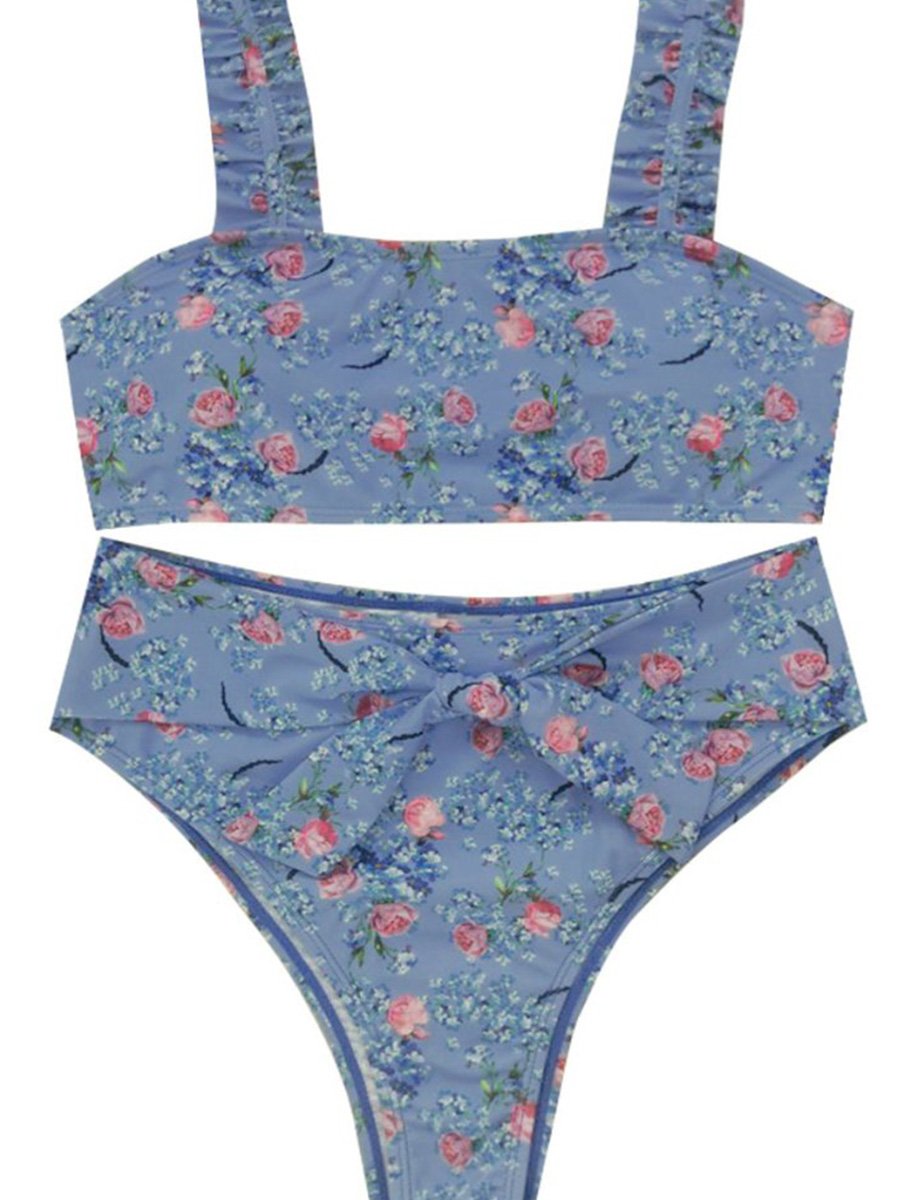 Floral Print High Waist Two pieces Swimsuit