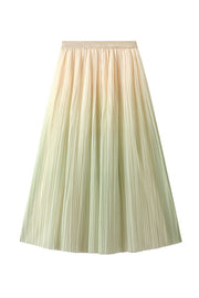 Elegant gradient pleated long skirt