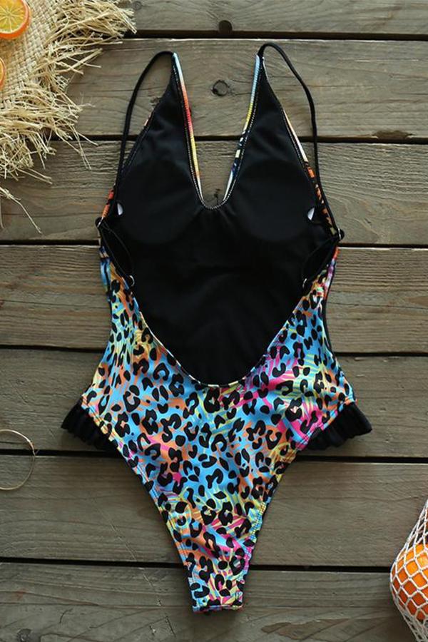 Colorful Leopard One Piece Swimsuit