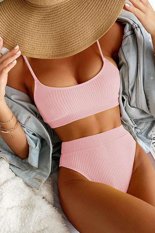 Morning Kisses Ribbed High Waist Bikini Swimsuit