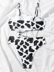 Black And White Cow Print One-piece Swimsuit