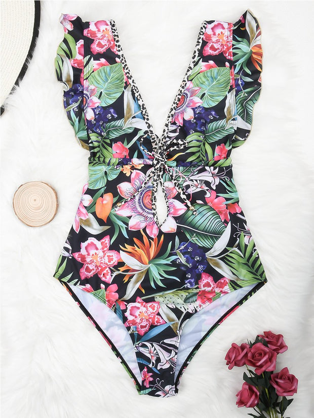 Deep V One Piece Swimsuit