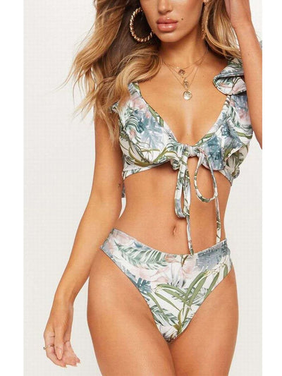 Floral Sexy Ruffle Bikini