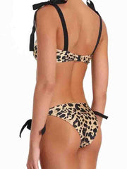 Self Tie Bandeau Leopard Print Two Pieces Swimsuit