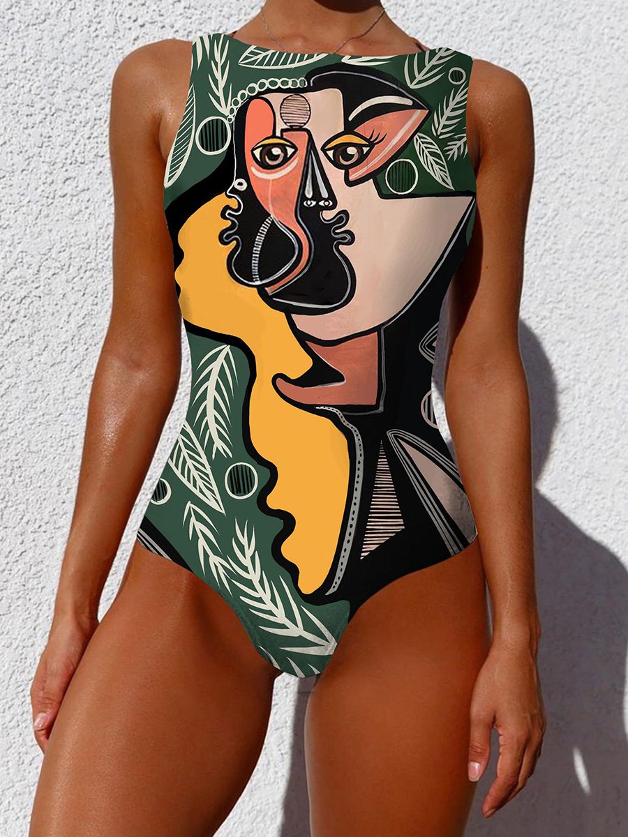Abstract Printed One-Piece Swimsuit